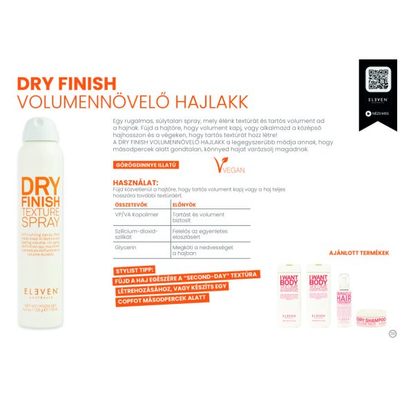 Eleven Australia Dry Finish Texture Spray Hajtőemelő hajlakk 200 ml