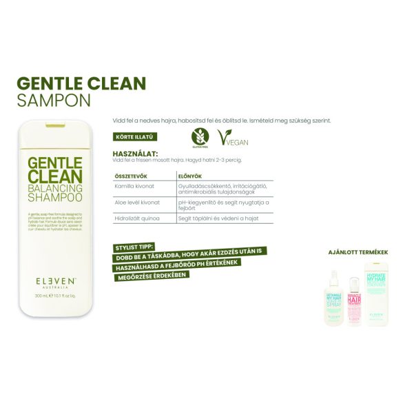 Eleven Australia Gentle Clean sampon szappanmentes formula 300 ml