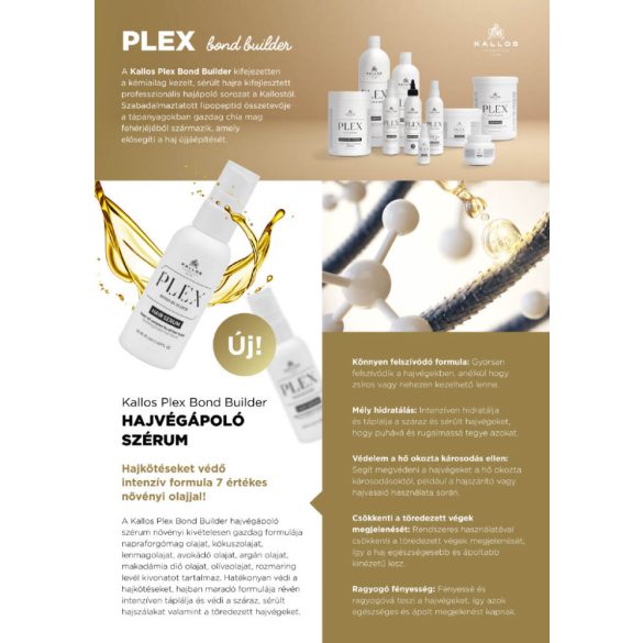 Kallos Plex Bond Builder hajvégápoló szérum növényi olaj komplex-szel 50 ml